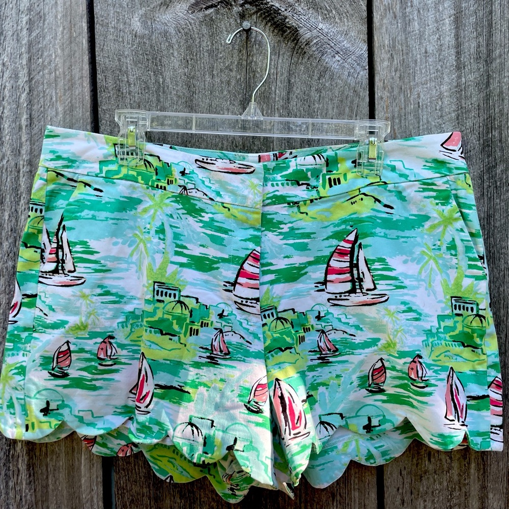 Crown & Ivy Scalloped Sailboat Shorts.
